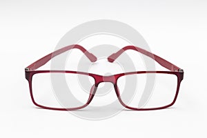 Red glasses isolated on a white background