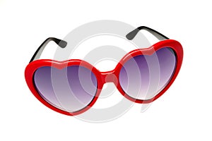 Red glasses in the shape of a heart