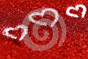 Red glitter hearts Valentine's Day abstract background love sparkle