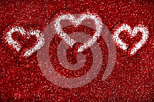 Red glitter hearts Valentine's Day abstract background love sparkle