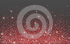 Red glitter sparkle on a transparent background. Vibrant background with twinkle lights. Vector illustration