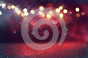 Red glitter vintage lights background