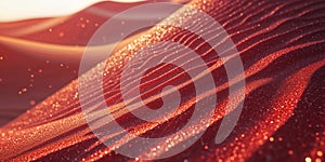 Red Glittering Sand Dune Texture Background.