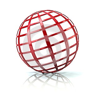 Red globe icon 3d illustration
