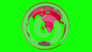 Red globe spinning on green background