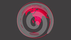 Red globe spinning on grey background