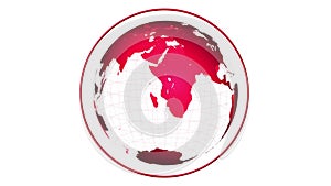 Red globe spinning on white background
