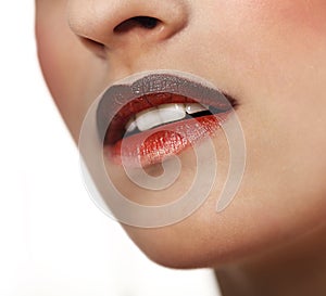 Red gloss lips with ombre effect