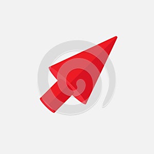 Red glossy arrow pointing upwards as a sign of success and growth.