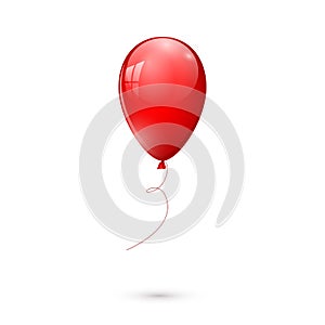 Red glossy balloon isolated on white background. vector illustration