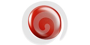 Red glossy button isolated on transparent background
