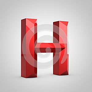 Red glossy chiseled letter H uppercase
