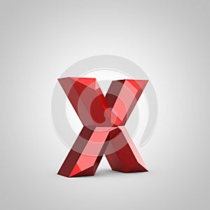 Red glossy chiseled letter X lowercase