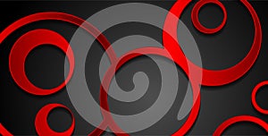 Red glossy circles abstract hi-tech background