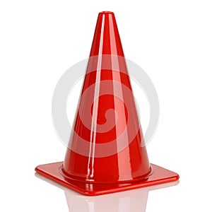 Red glossy cone isolated on white background photo