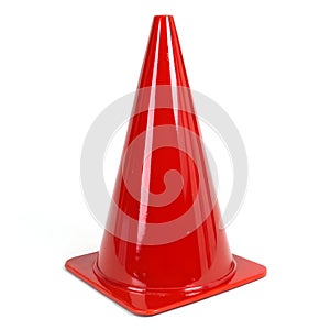 Red glossy cone isolated on white background photo