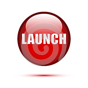 Red glossy Launch button on white
