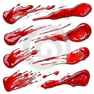 Red Glossy Liquid Splashes, Texture, Background, Paint Liquid, Glossy
