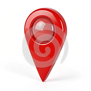 Red glossy map pointer isolated on white background