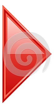 Red glossy triangle. Interface play button element