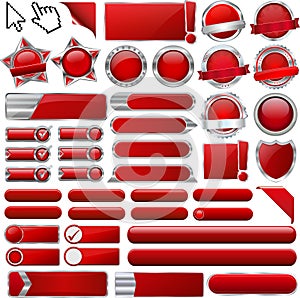 Red Glossy Web Icons and Buttons