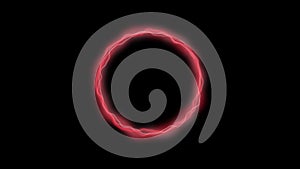 Red glowing circle changing its form on black background. Space and energy style animated video