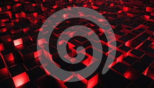 Red glowing cubes abstract background pattern geometric