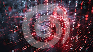 Digital Lock in Cybersecurity Matrix.AI generated image