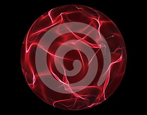 Red glowing energy ball over black background