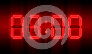 Red glowing neon digital clocks in the dark show 03:00 time