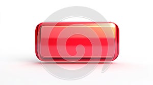 Red glowing rectangle button isolated on white created with Generative AI.