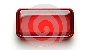 Red glowing rectangle button isolated on white created with Generative AI.