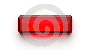 Red glowing rectangle button isolated on white created with Generative AI.