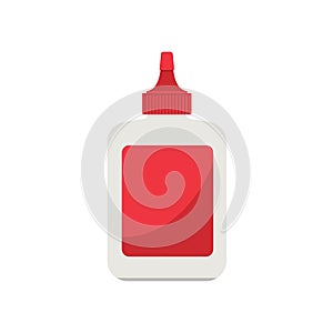 Red glue bottle isolated on white background.