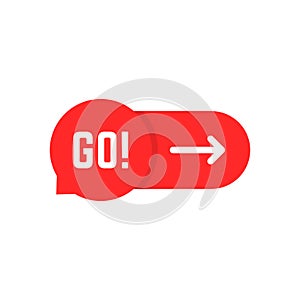 red go bubble with arrow symbol