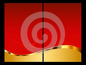 Red and gold abstract background, front and back