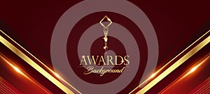 Red Gold Award Background, luxury Background. Corner Abstract Background, Royal Premium Design Template.