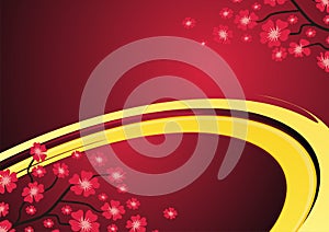 Red and Gold Background with flower