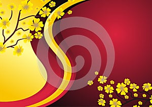 Red and Gold Background with flower