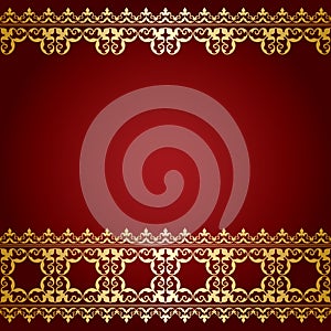 Red and gold vector background with vintage border