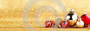 red and gold balls on bokeh background