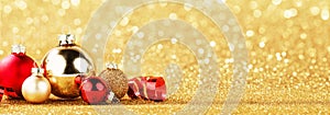 red and gold balls on bokeh background