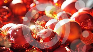 Red and gold christmas ornaments background