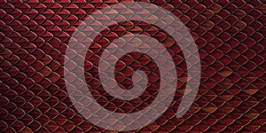 Red and gold dragon reptile fish snake skales pattern backround. dragon skin 3d rendered background