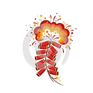 Red And Gold Firecrackers Exploding With Festive Sparkles