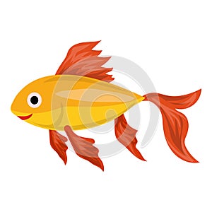 Red gold fish icon, cartoon style