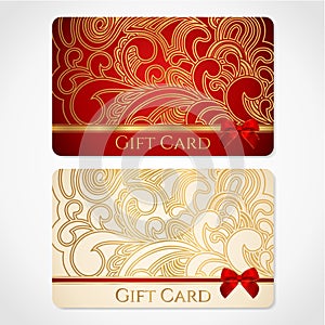 Red and gold gift card with floral pattern