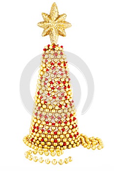 Red and gold hand made Christmas tree.