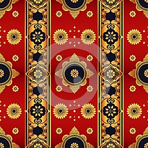 Red and gold intricate pattern with vertical stripes