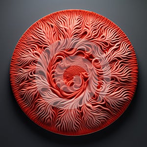 Red And Gold Inverted Heart Ceramic Plate With Ultrafine Detail